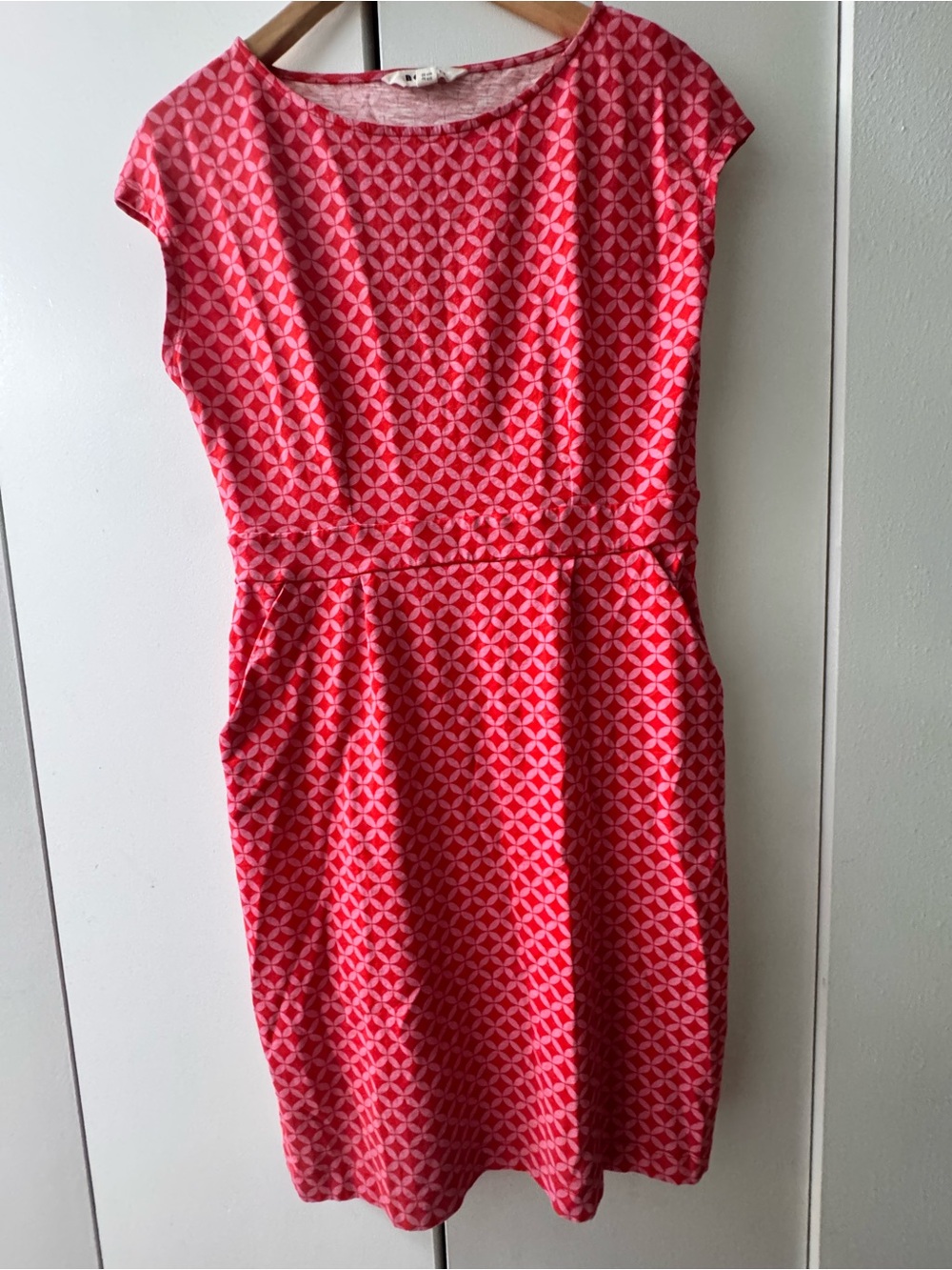 Boden Florrie 100% cotton red geometric dress US10R with pockets